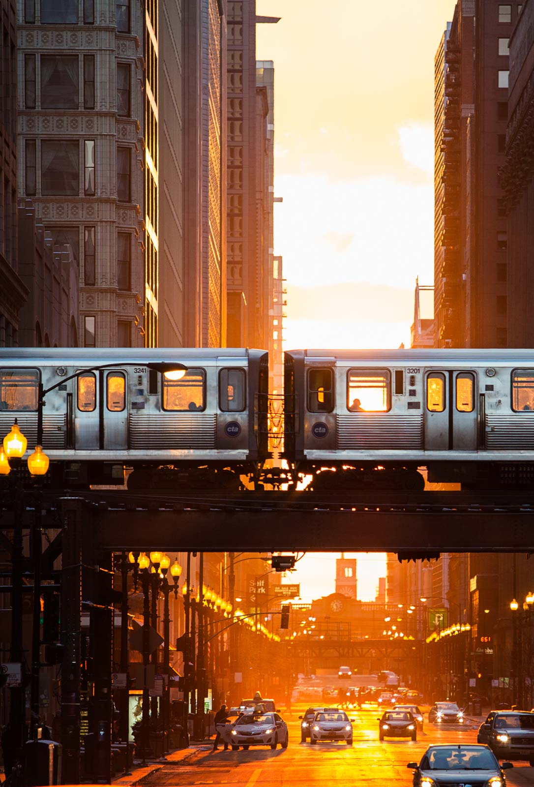 Le coucher de soleil à Chicago