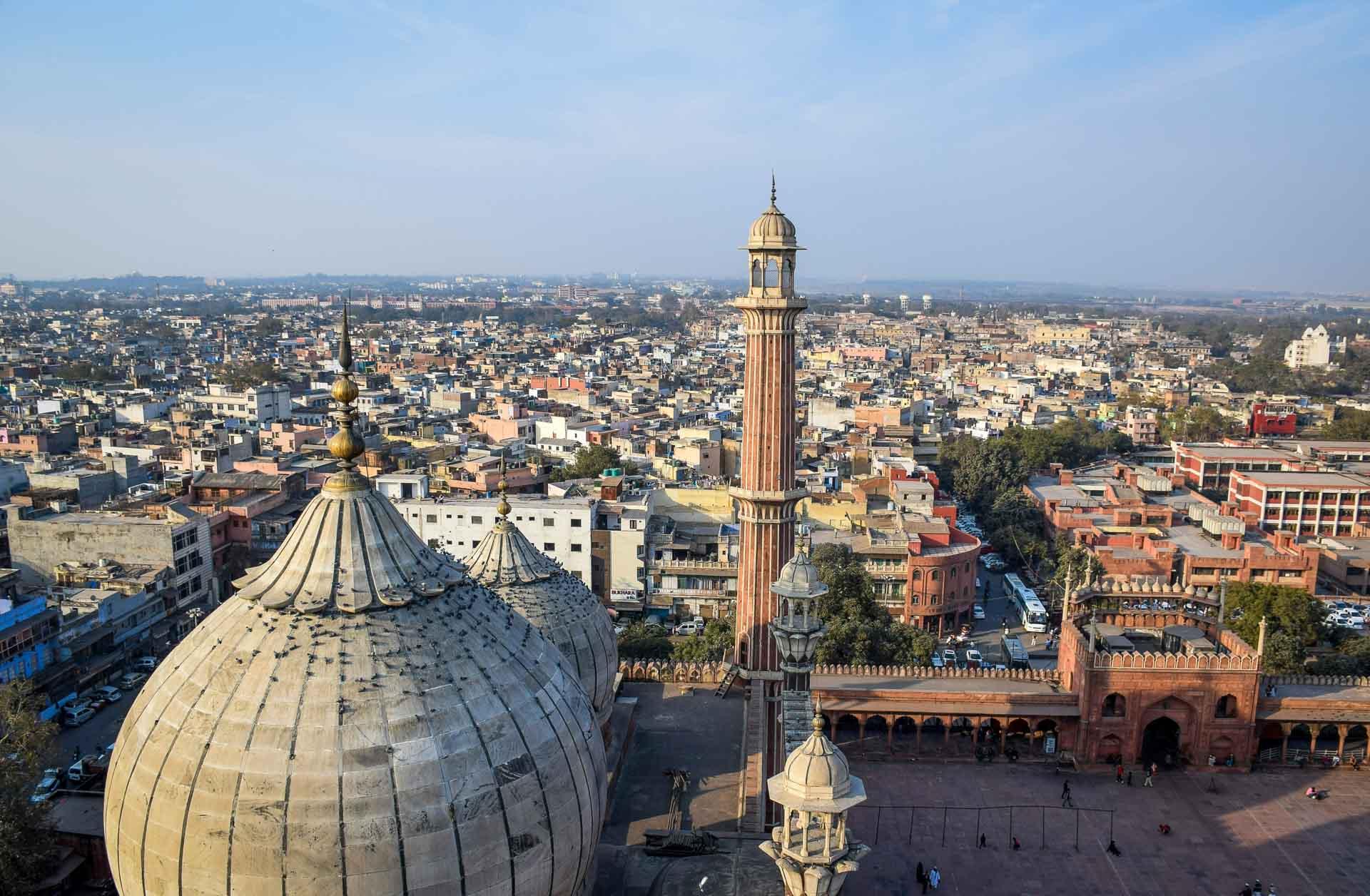 La Grande Mosquée de New Delhi dans le quartier de Chandni Chowk