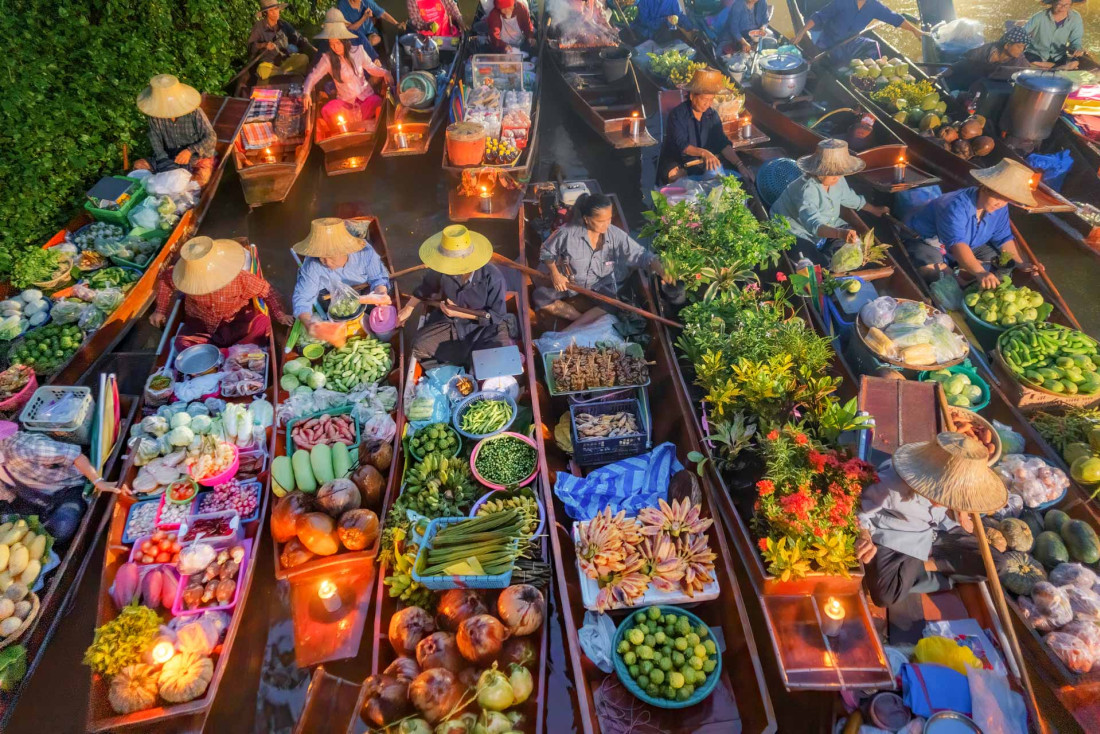 Sur notre itinéraire en Thaïlande, le Damnoen Saduak Floating Market