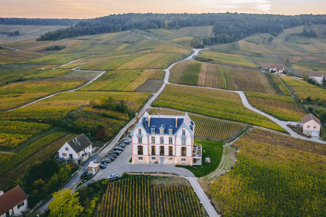 À une dizaine de kilomètres de Reims, le Château de Sacy est littéralement au milieu des vignes © DR