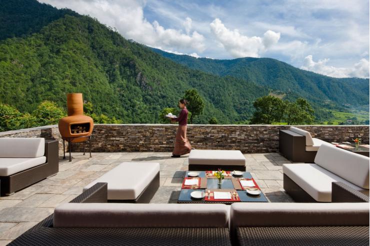 La terrasse du Como Uma Punakha, un des deux  